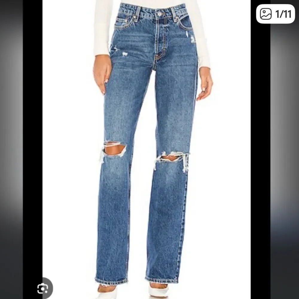 Free People We The Free High Rise Lasso Jean Ripped Knee Womens 30